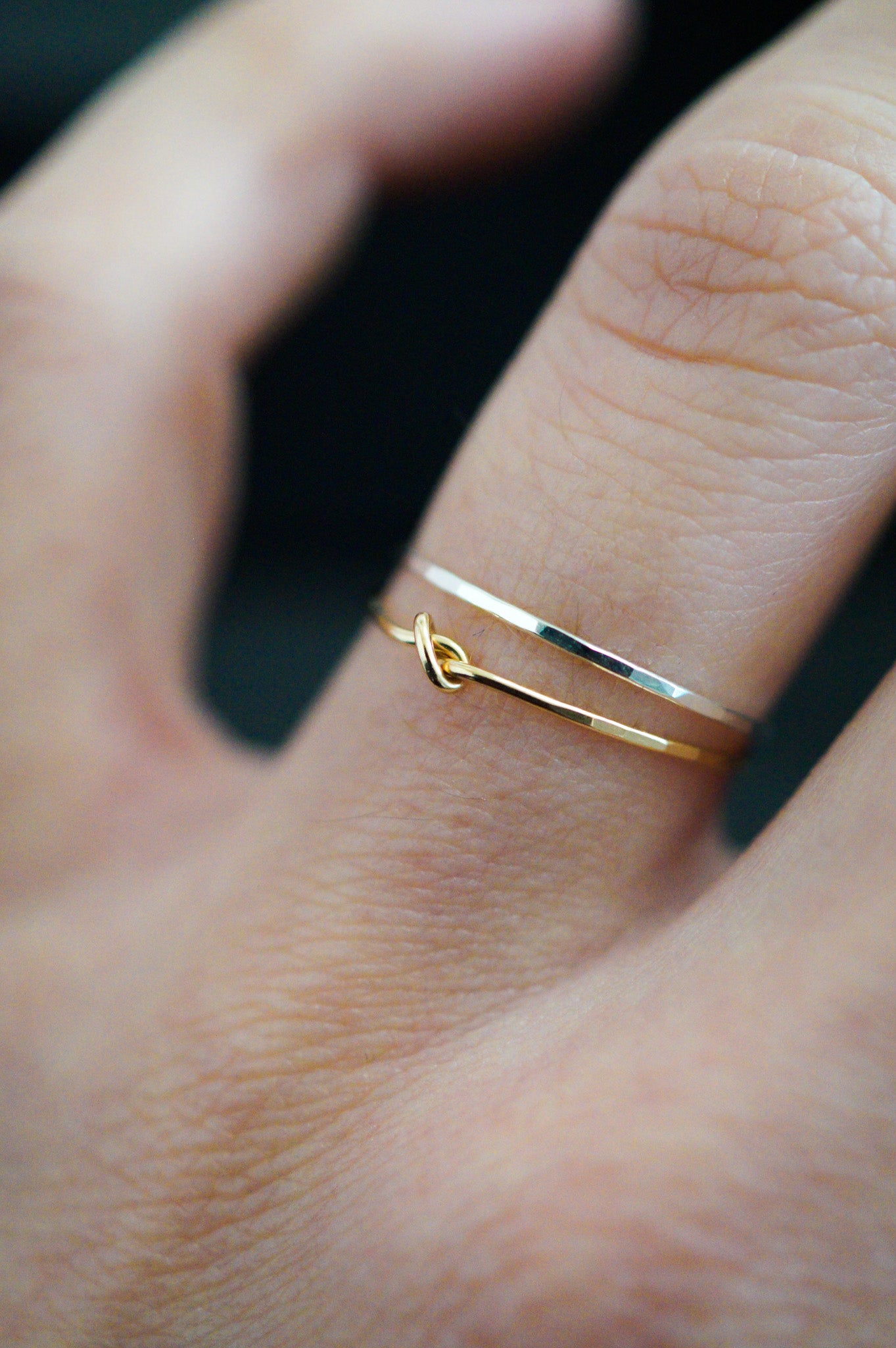 Thin Closed Knot Set of 2 Stacking Rings, Gold Fill, Rose Gold Fill or Sterling Silver
