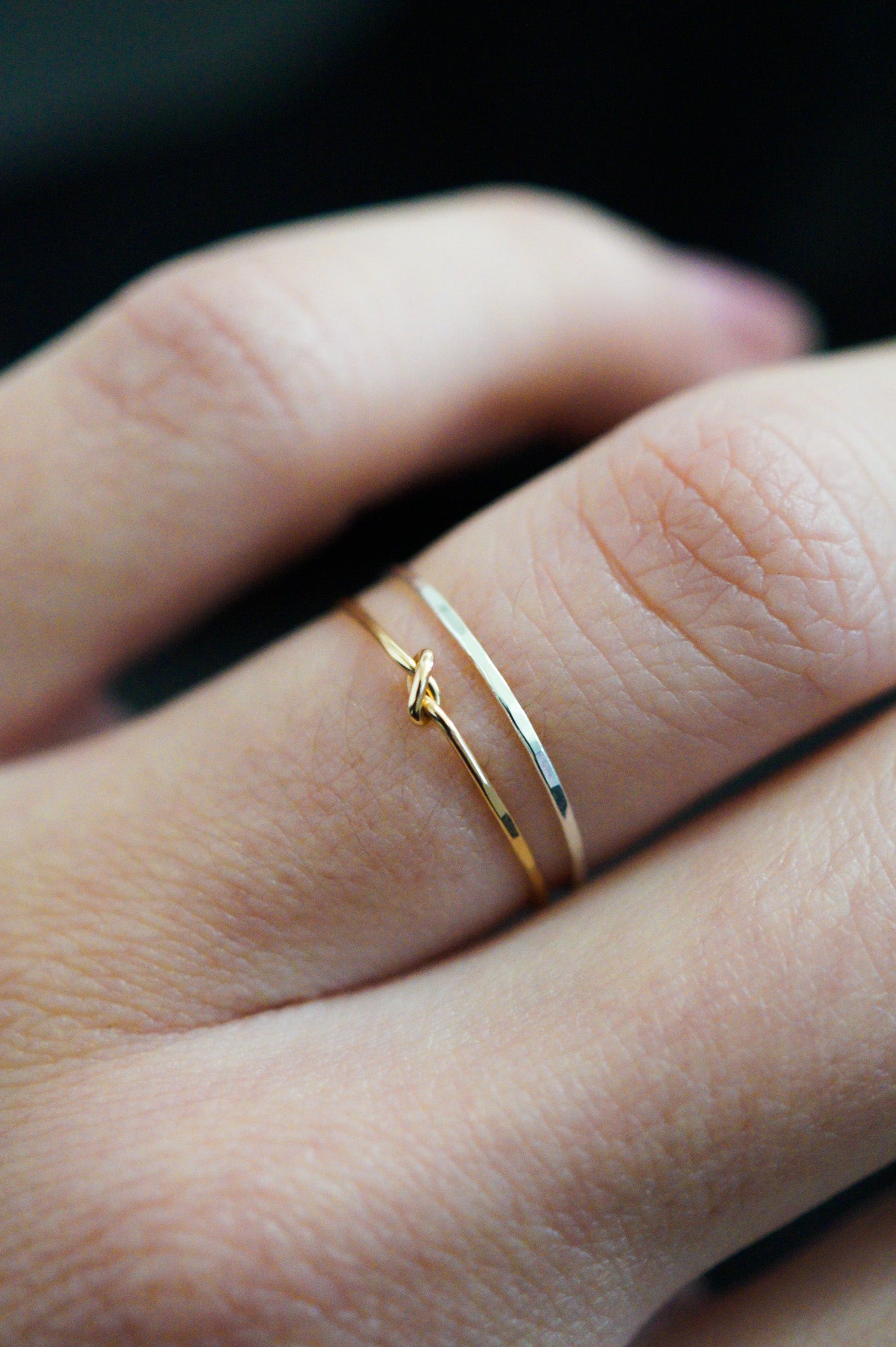 Thin Knot Set of 2 Stacking Rings, Gold Fill, Rose Gold Fill or Sterling Silver