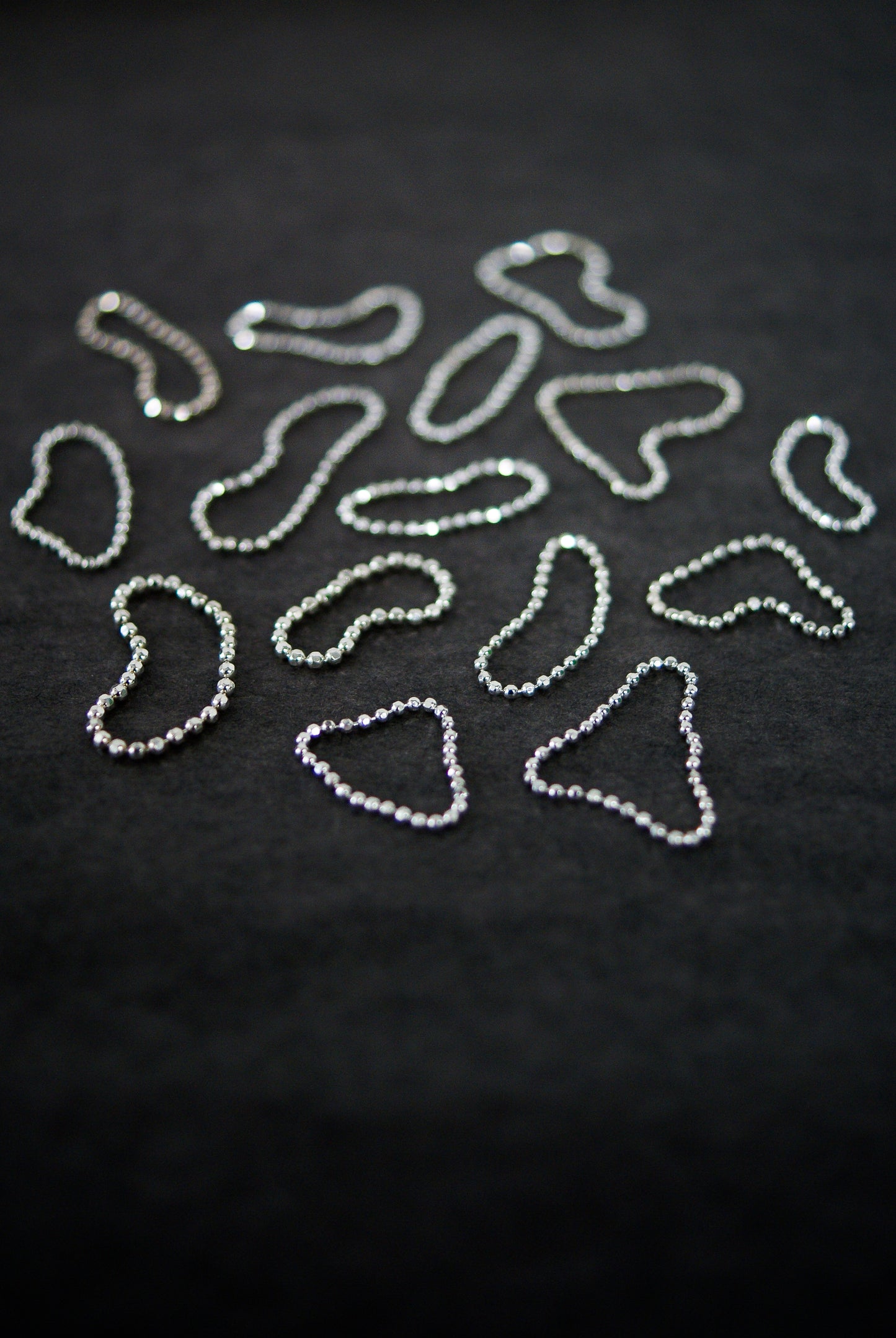 Thick Beaded Chain Ring, Sterling Silver