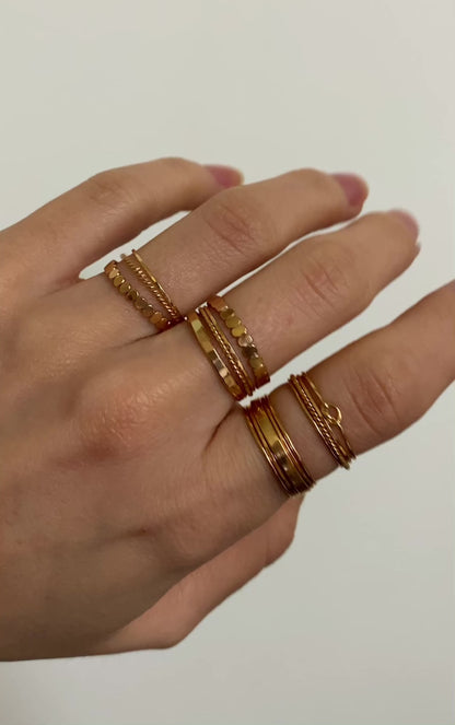 Open Knot & Twist Mixed Texture Set of 4 Stacking Rings, Gold Fill, Rose Gold Fill or Sterling Silver
