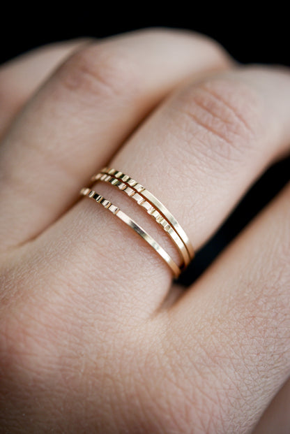Square Lined Ring, 14K Gold Fill