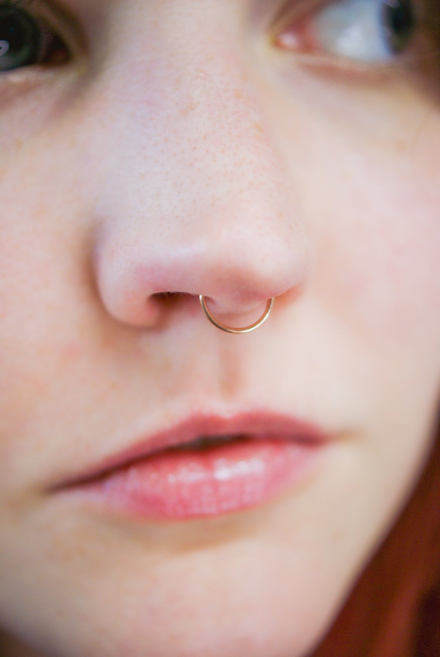 Nose or Lip Ring Huggie Hoop in Solid Gold, Rose Gold or White Gold