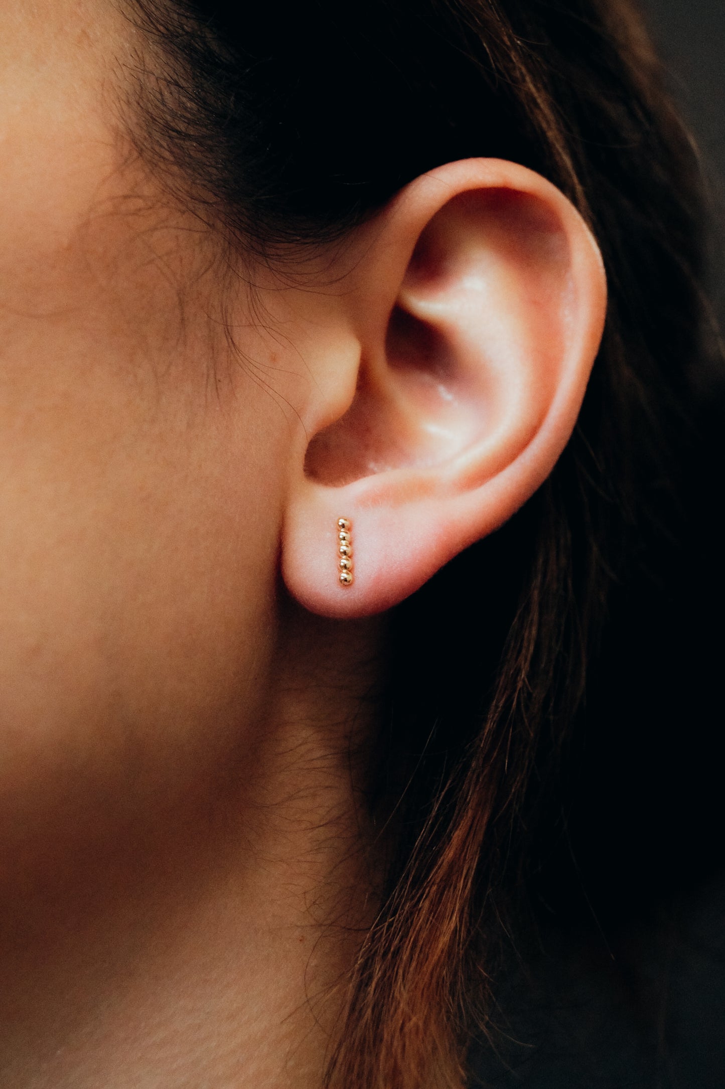 Mini Bead Bar Stud Earrings, Gold Fill, Rose Gold Fill, or Sterling Silver