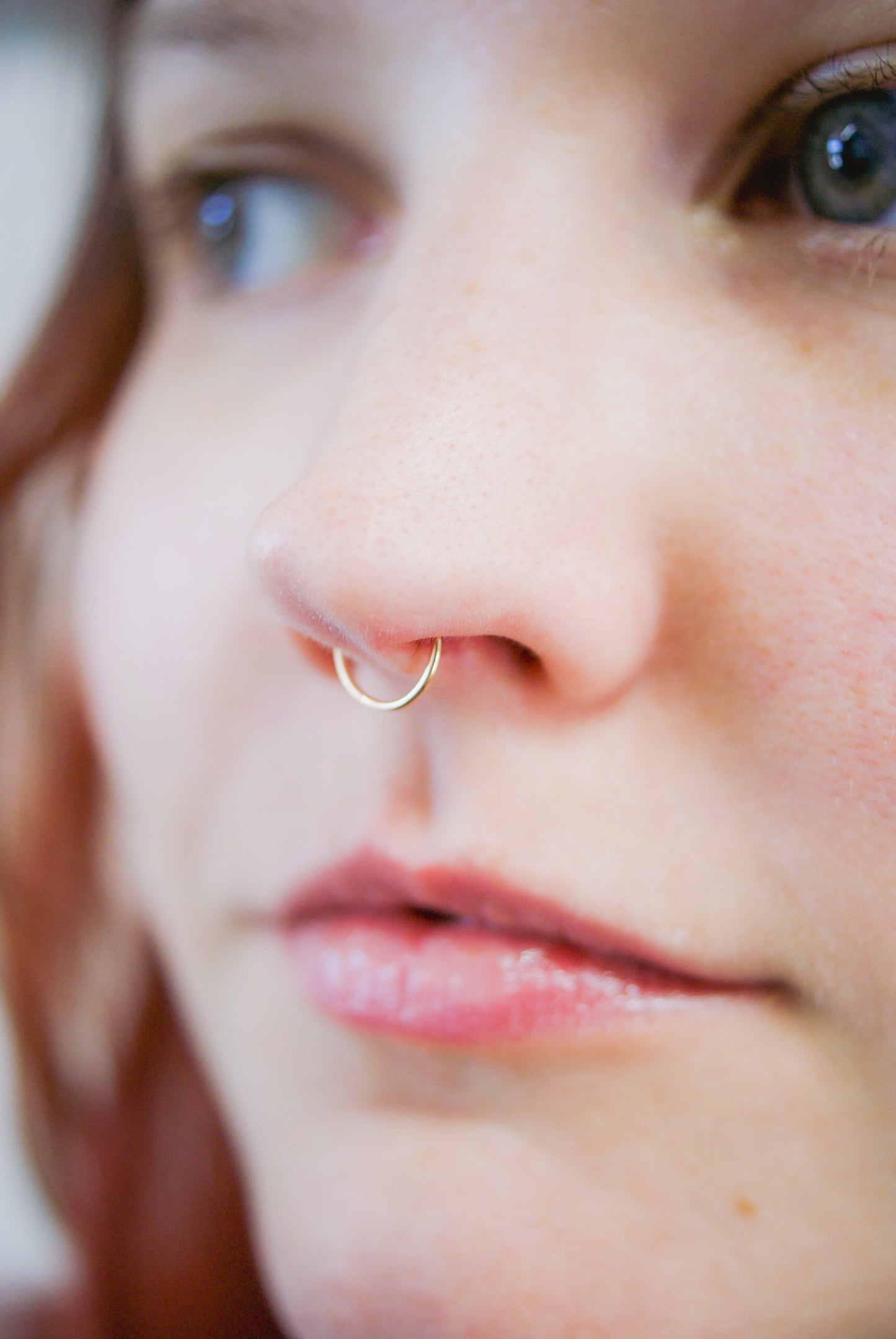 Nose or Lip Ring Huggie Hoop in Solid Gold, Rose Gold or White Gold