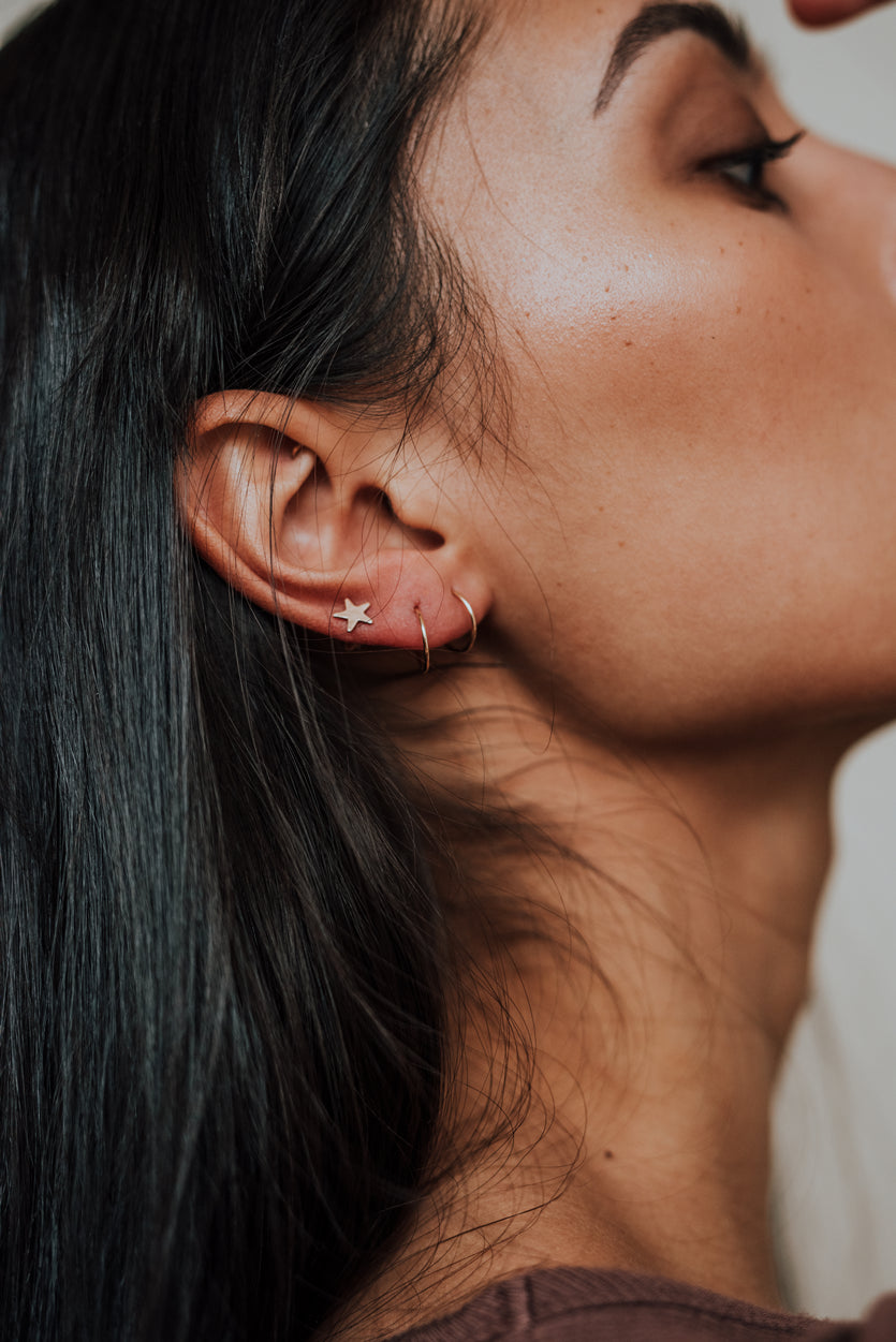 Huggie Hoop Earring in Solid 14K Gold