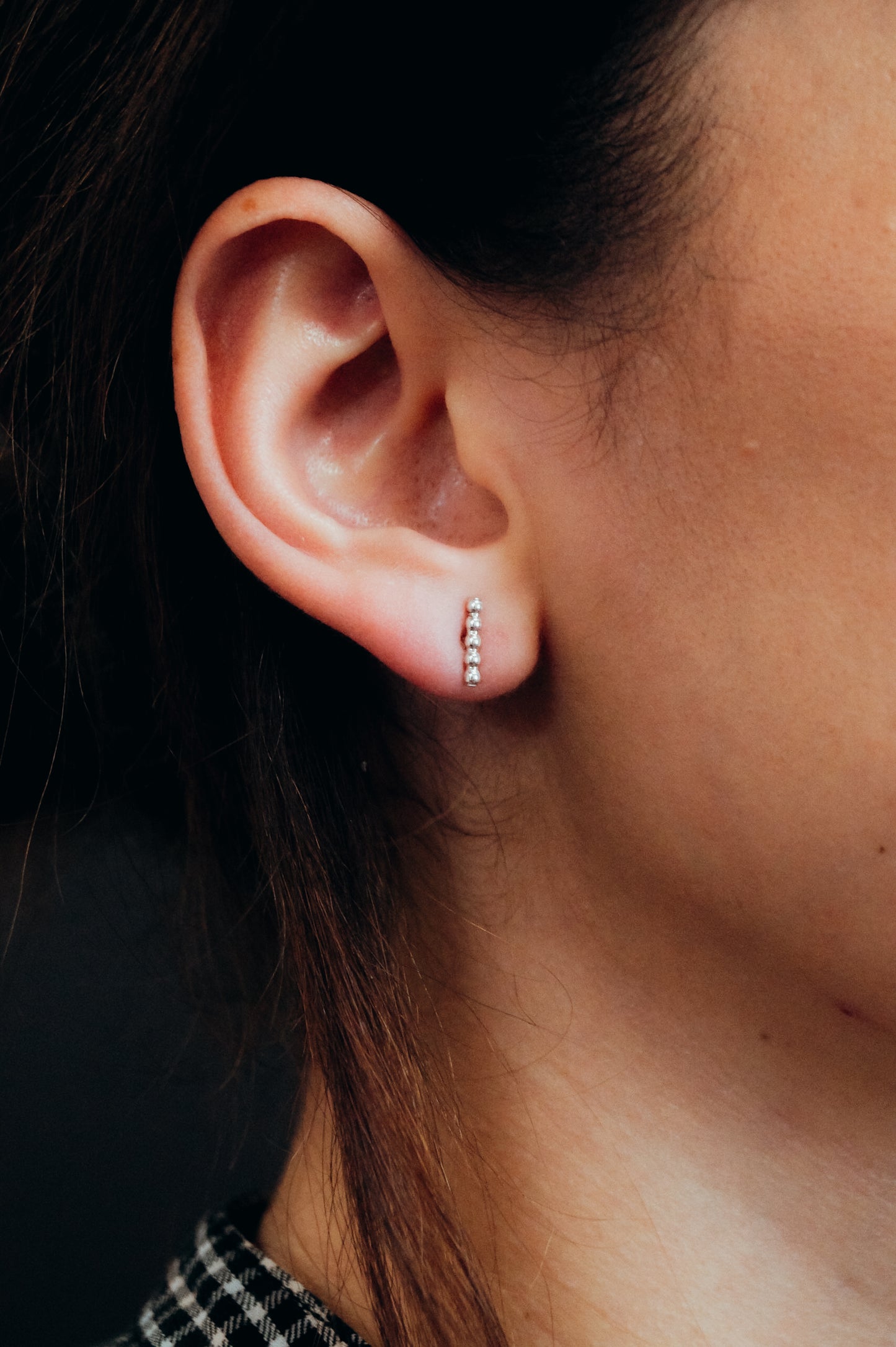 Mini Bead Bar Stud Earrings, Gold Fill, Rose Gold Fill, or Sterling Silver