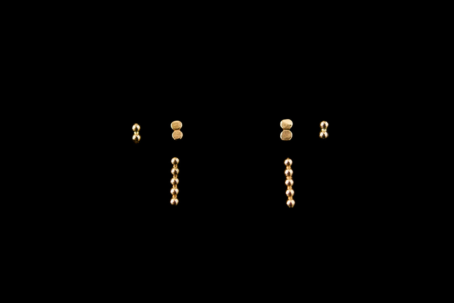 Mini Bead Bar Stud Earrings, Gold Fill, Rose Gold Fill, or Sterling Silver