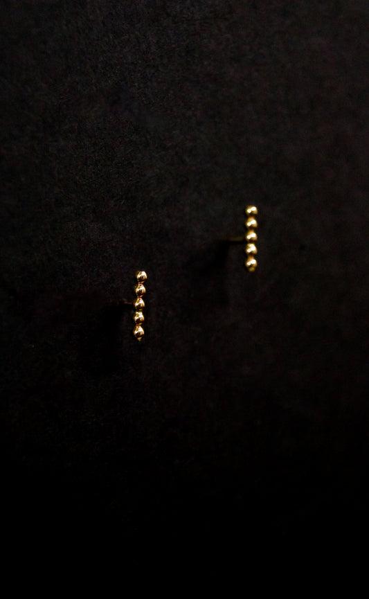 Mini Bead Bar Stud Earrings, Gold Fill, Rose Gold Fill, or Sterling Silver