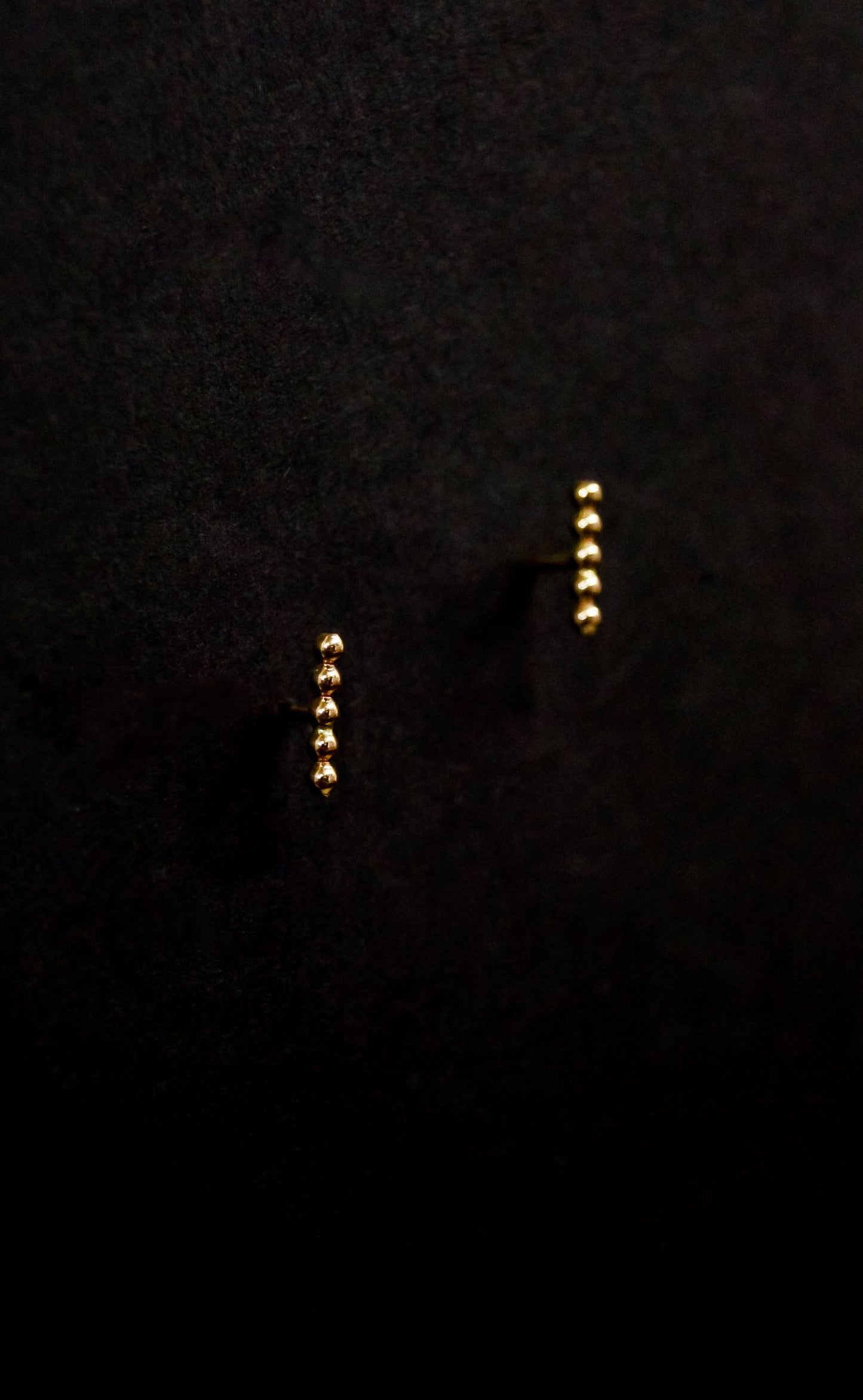 Mini Bead Bar Stud Earrings in Solid Gold
