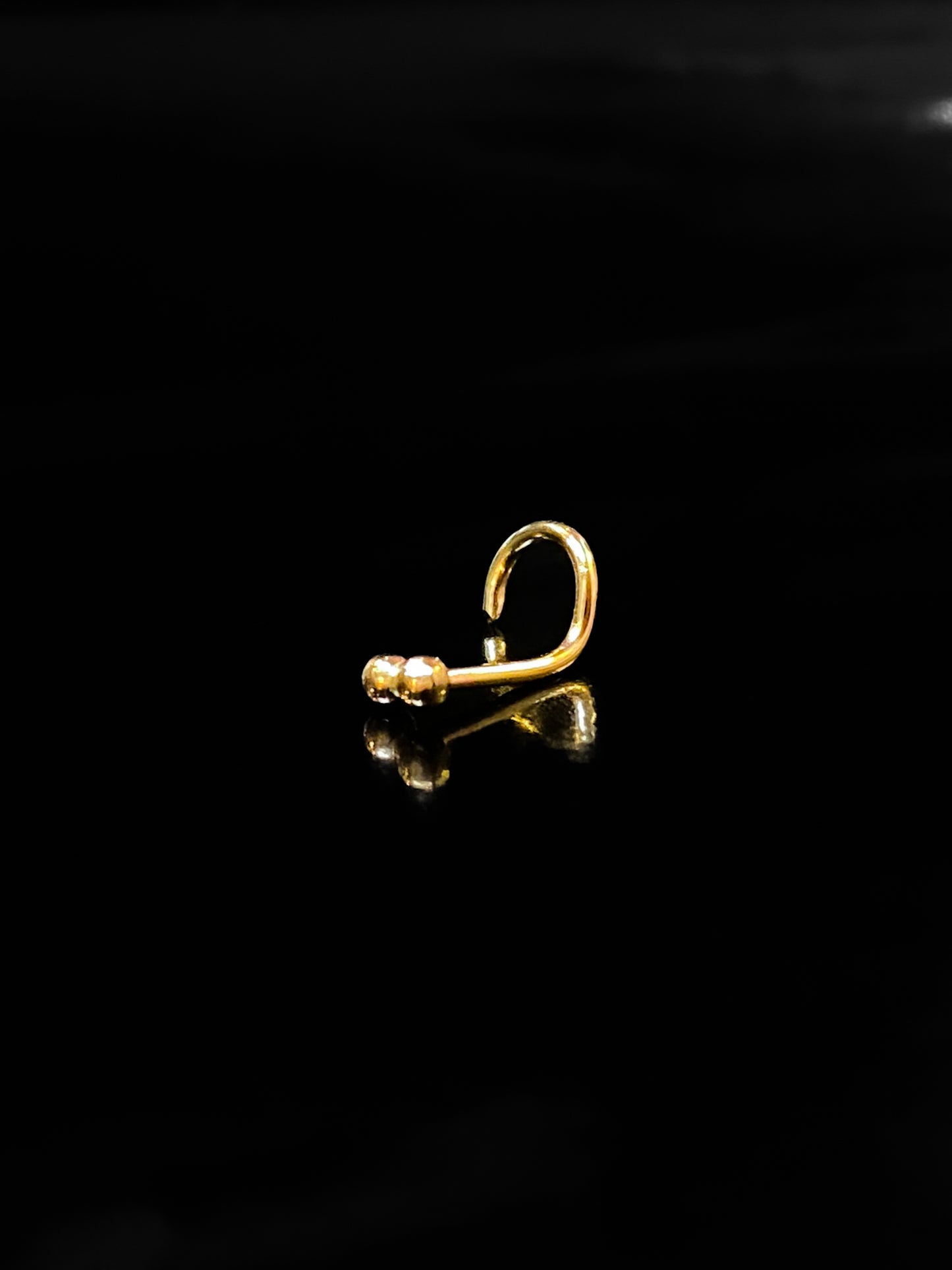 Tiny Bead Nose Stud, Solid 14K Gold