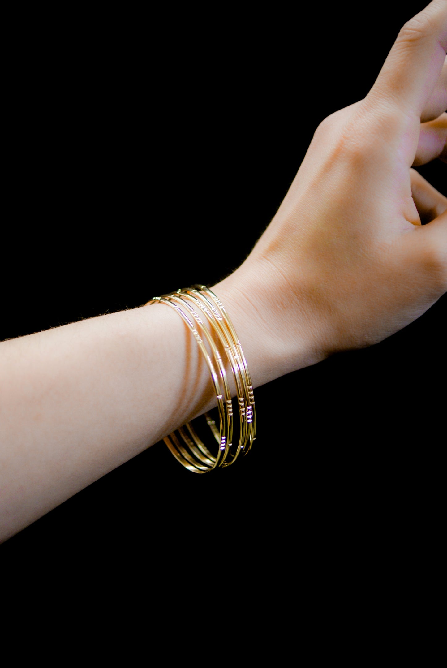 Lined Bangle Bracelet, Gold Fill, Rose Gold Fill, or Sterling Silver