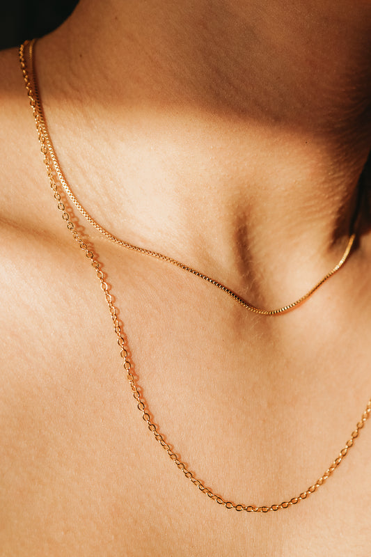 Mid-Length Textured Layering Necklace Set in Gold Fill, Rose Gold Fill, or Sterling Silver