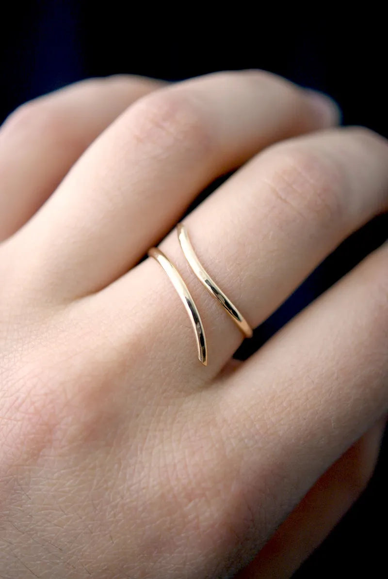 Open Curve Ring, Solid 14K Gold