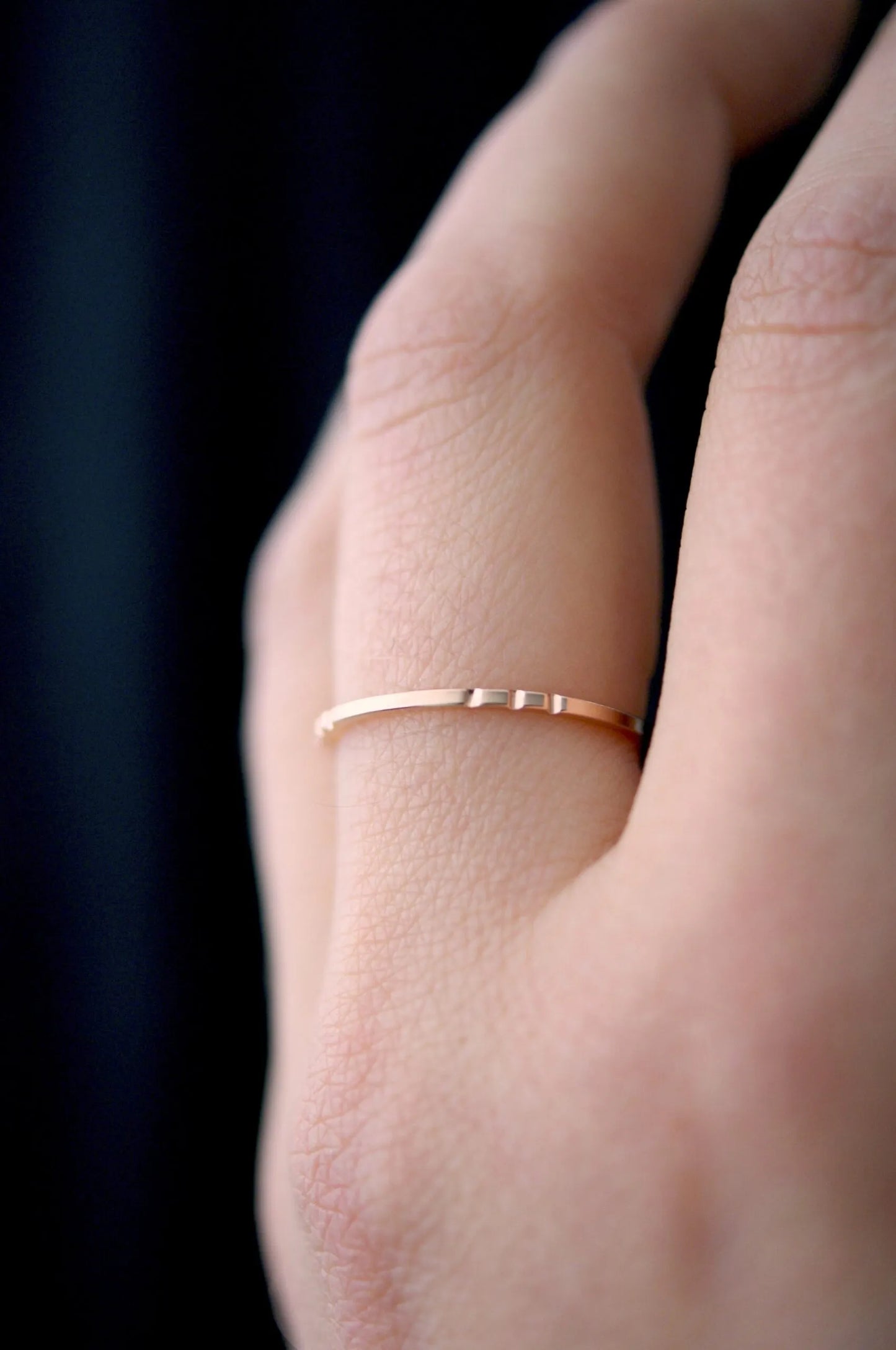 Square Lined Ring, 14K Rose Gold Fill