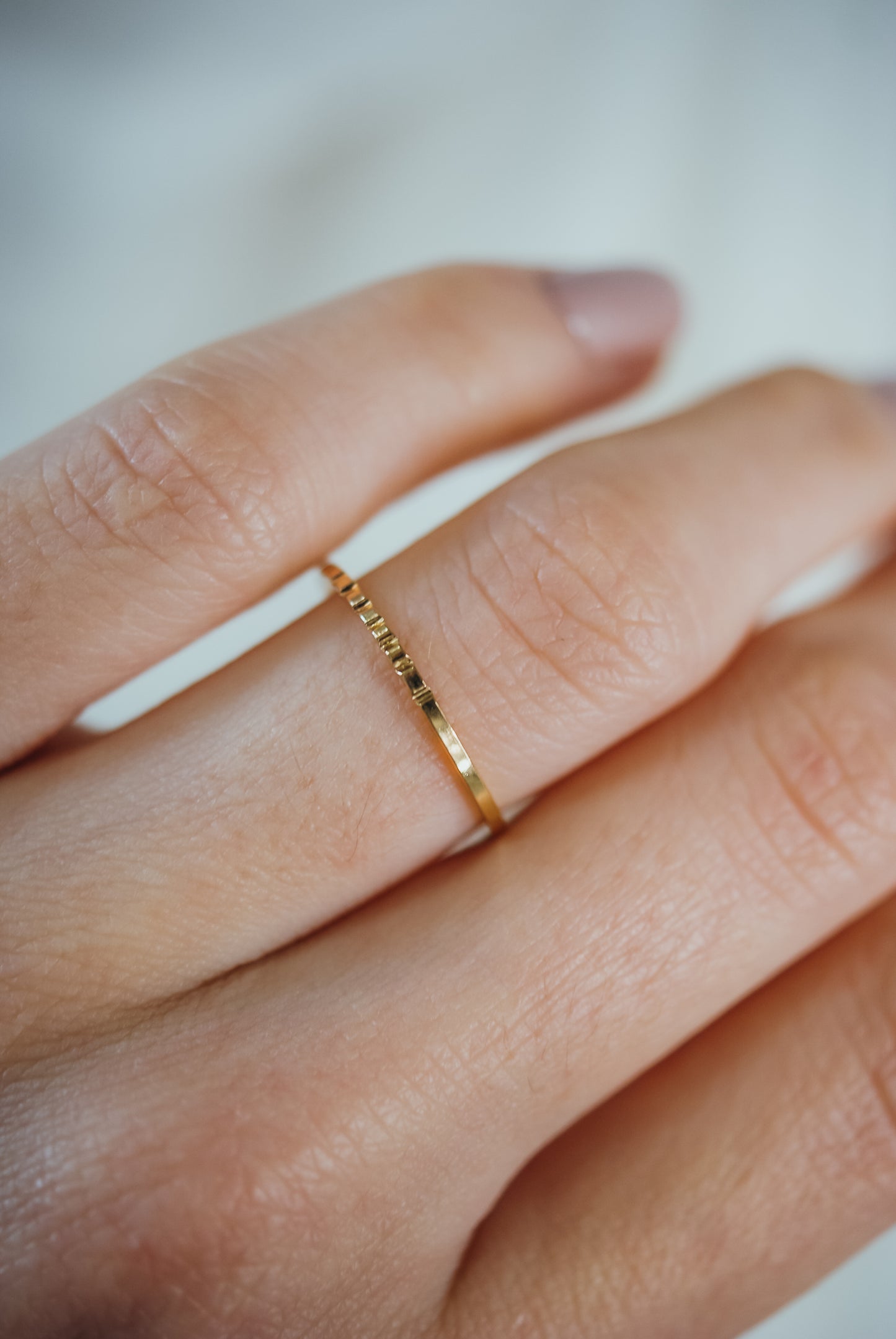 Half Lined Ring, Solid 14K Gold