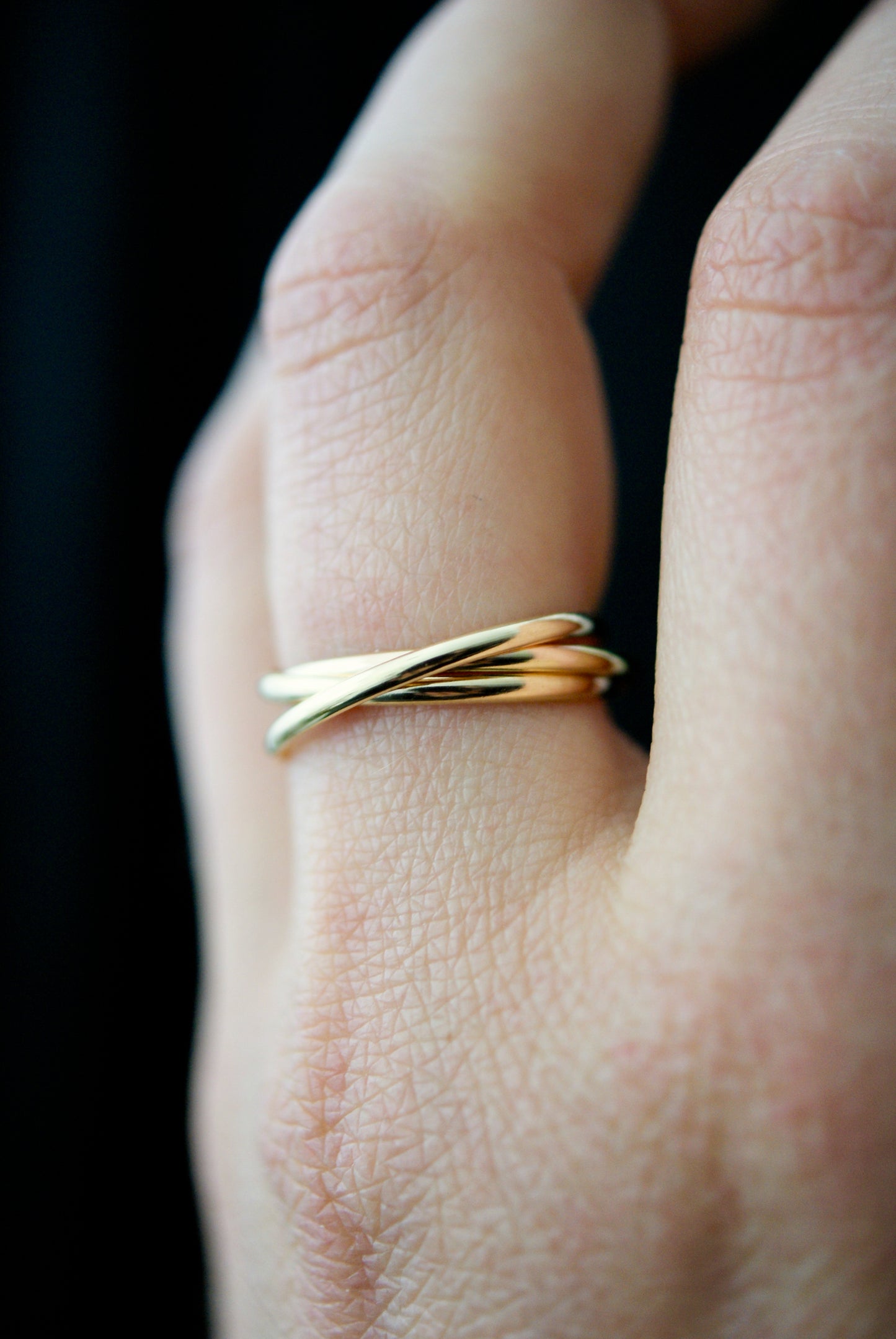 Thin Interlocking Set of 3 Rings, 14K Gold Fill