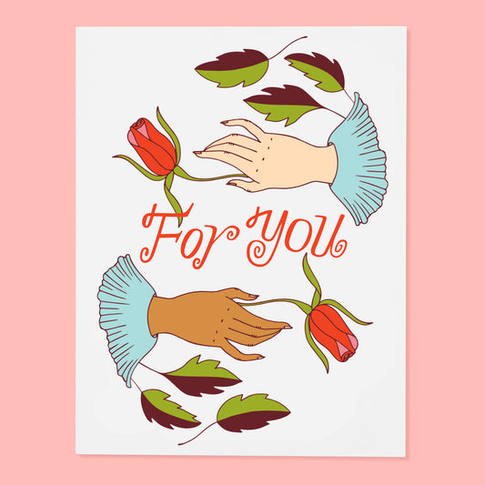 Hand Flowers 'For You' Greeting Card