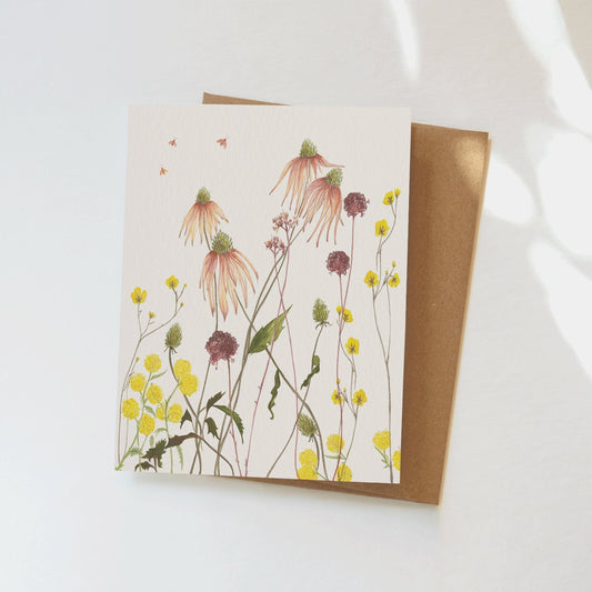 Yellow Purple Garden Flowers Greeting Card