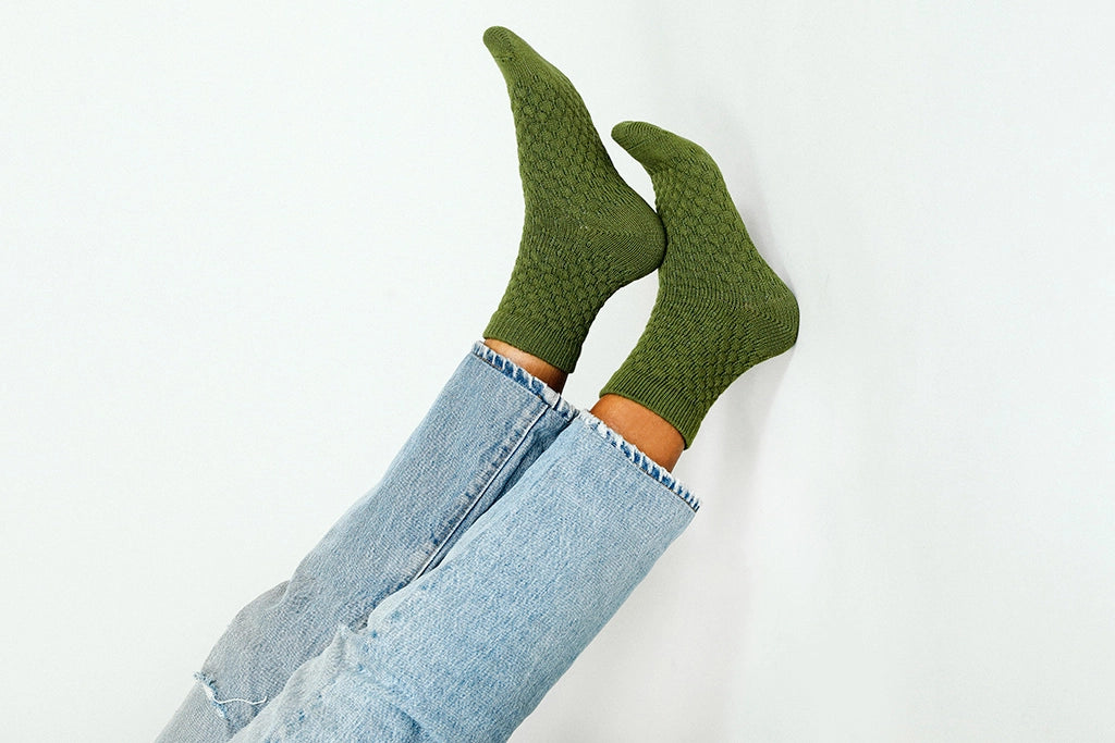 Green Knit Ankle Socks