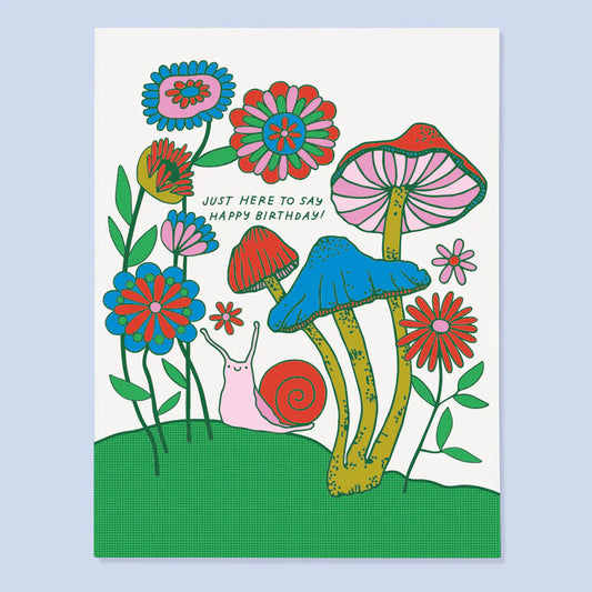 Mushroom Snail Birthday Greeting Card