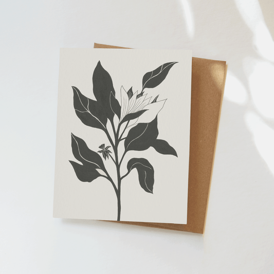 Elegant Black White Flower Greeting Card