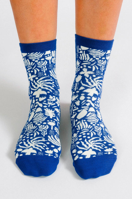 Blue Flowers Ankle Socks by Mür by Ayca