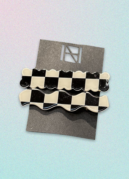 Black & White Hair Clip Packs of 2