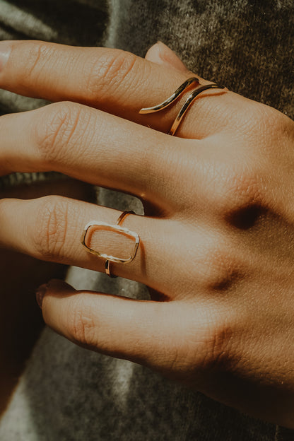 Rectangle Ring, 14K Rose Gold Fill