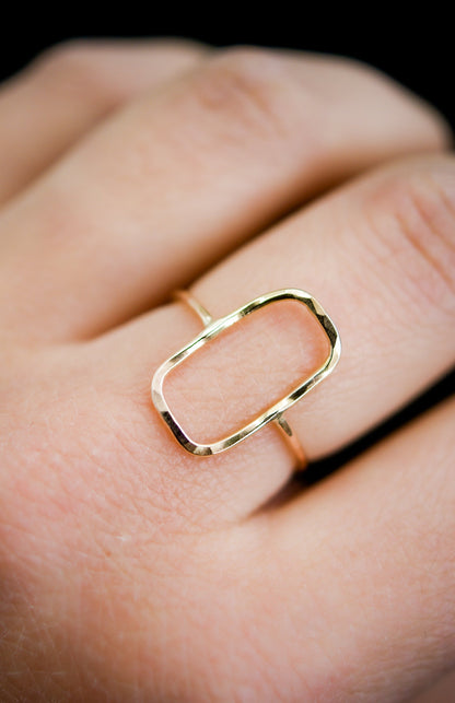 Rectangle Ring, Solid 14K Gold