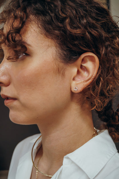 Mini Open Circle Stud Earrings in Solid Gold or Rose Gold