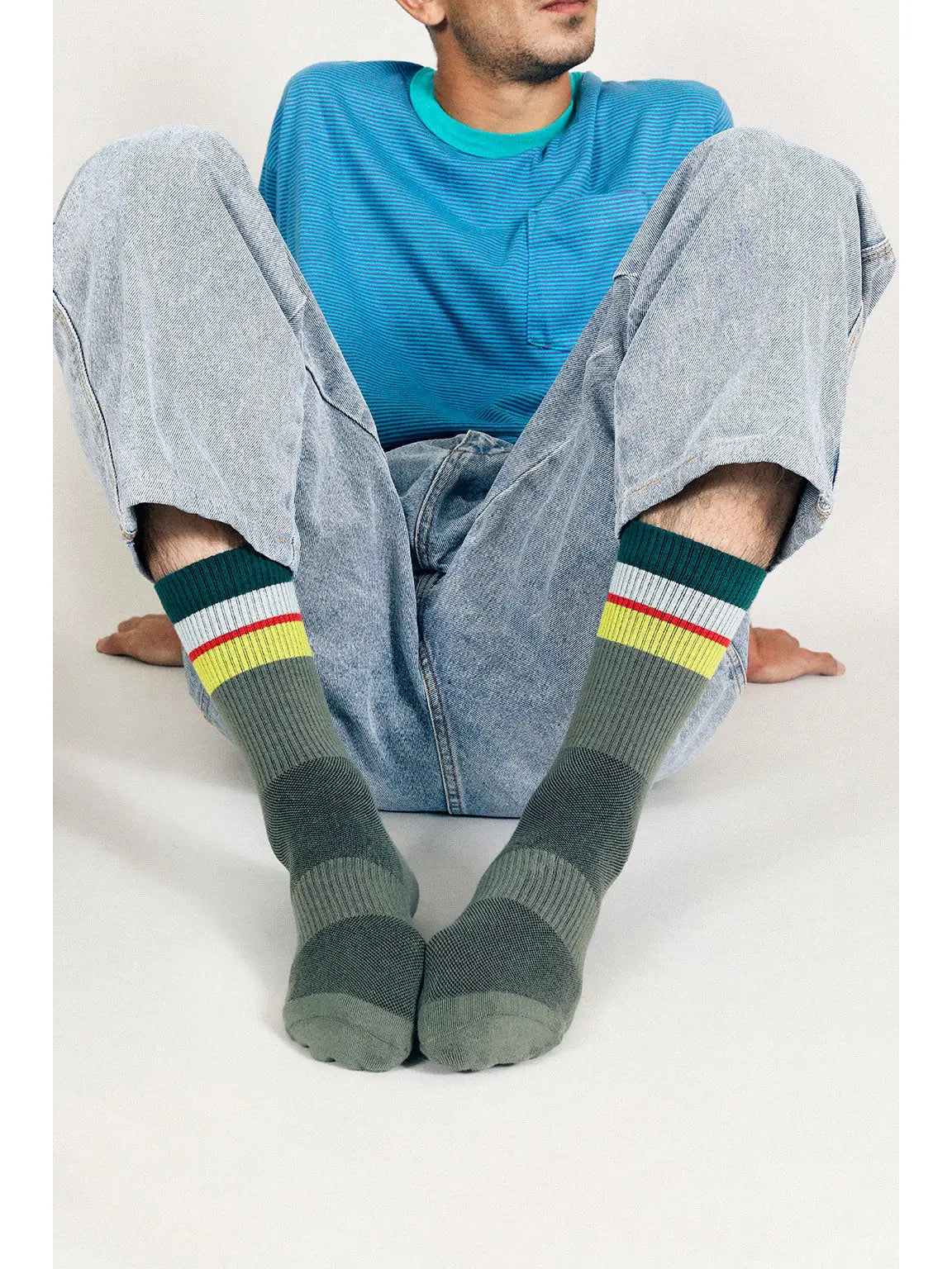 Men's Color Contrast Crew Socks