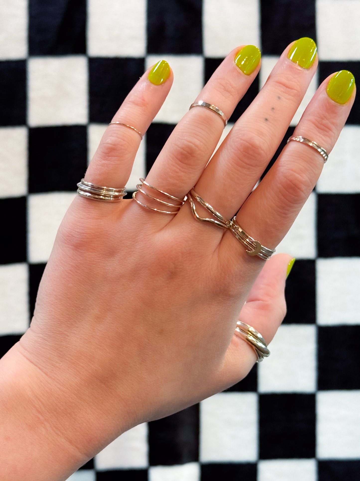 Connected Set of 3 Rings, Sterling Silver