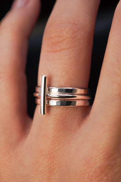 Mini Bar Ring, Sterling Silver