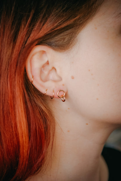 Link Stud Earrings in Solid 14K Gold or Rose Gold