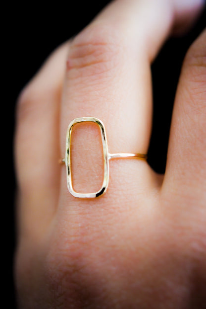 Rectangle Ring, Solid 14K Gold