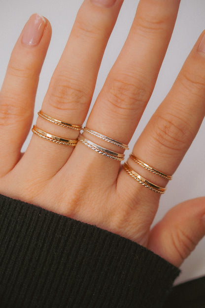 Twist Set of 2 Stacking Rings, 14K Rose Gold Fill