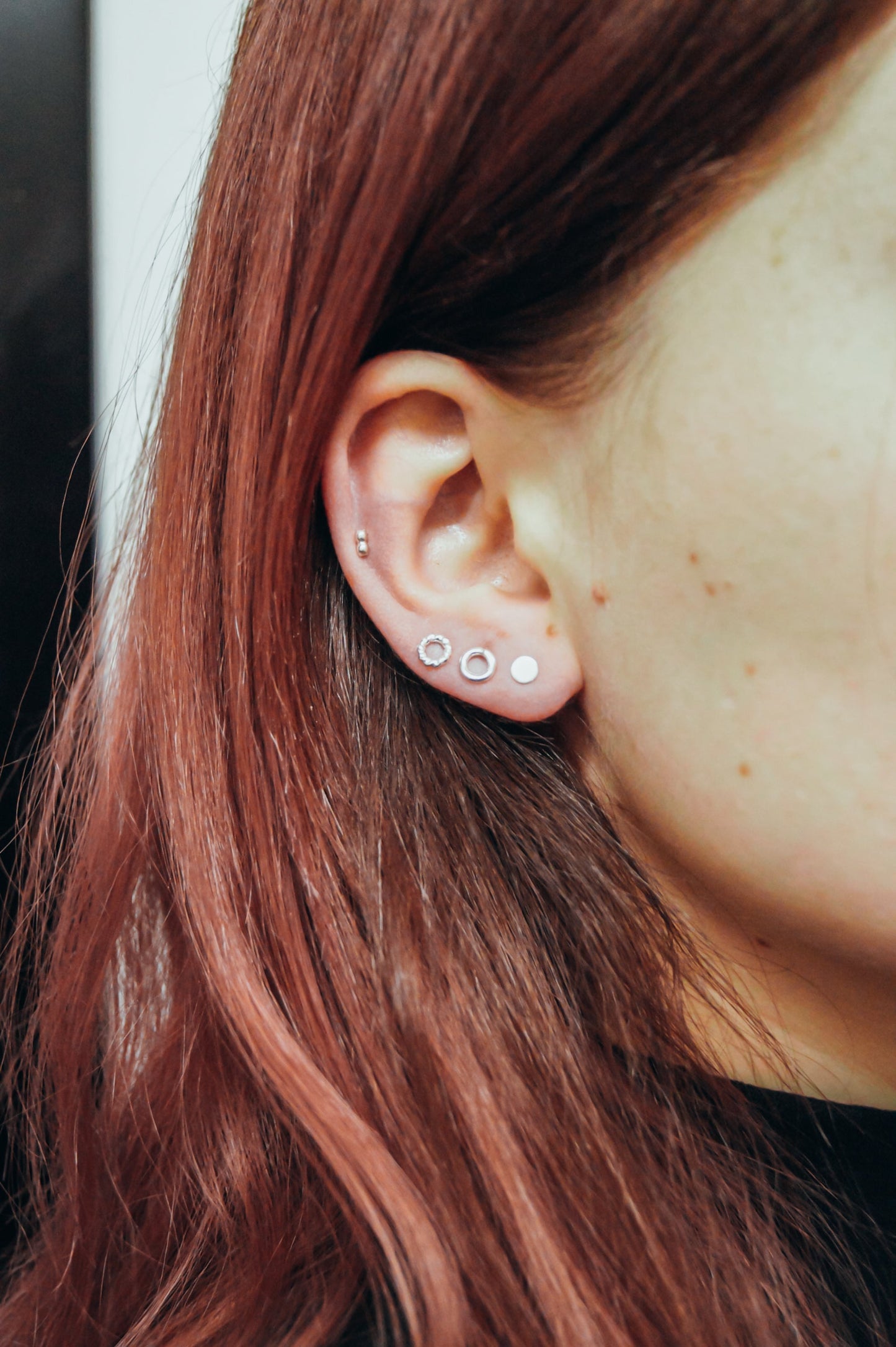 Mini Open Circle Stud Earrings in Solid Gold or Rose Gold