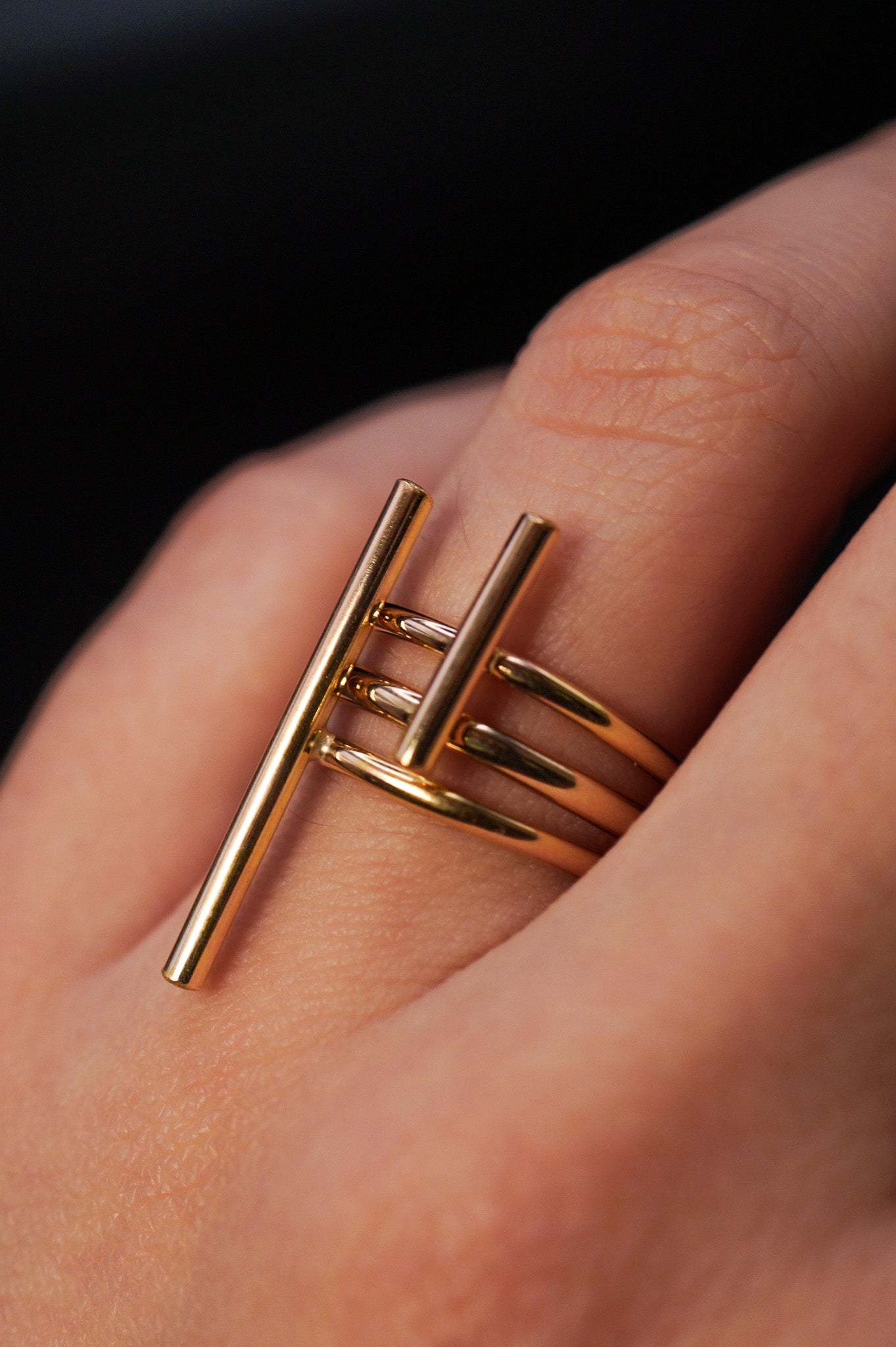 Double Bar Set of 3 Stacking Rings, Gold Fill, Rose Gold Fill or Sterling Silver