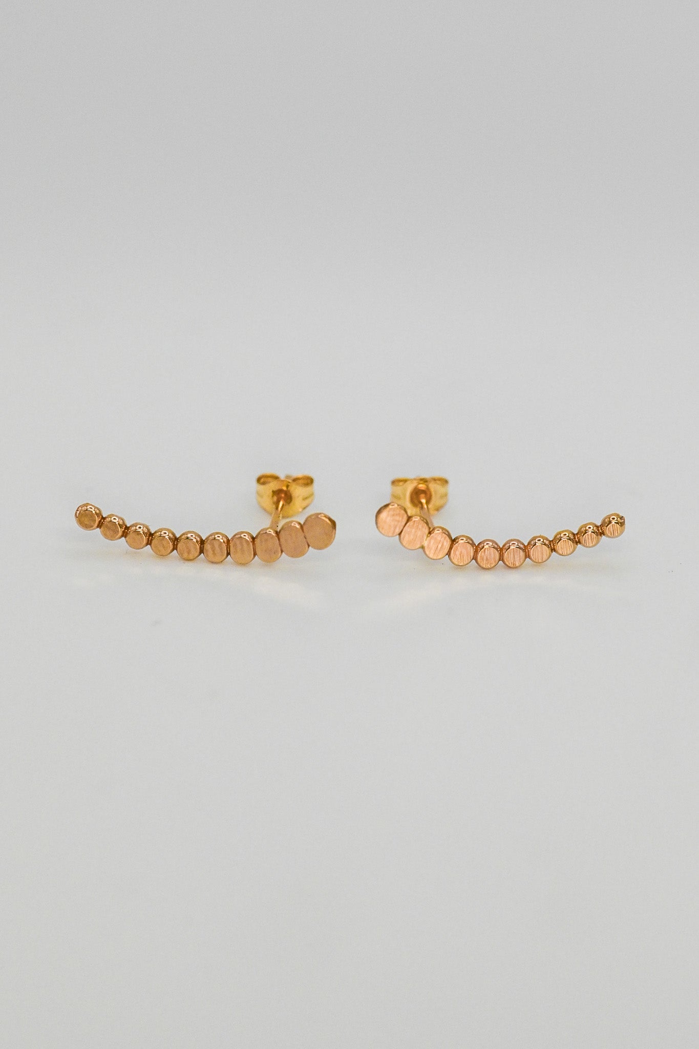 Beaded Ear Climber Earring, Solid 14K Gold