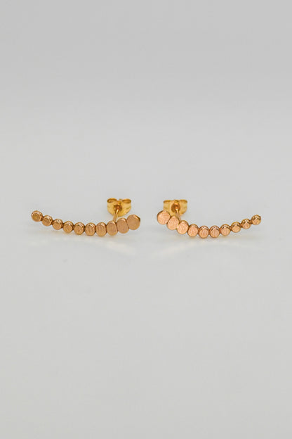 Beaded Ear Climber Earring, Solid 14K Gold