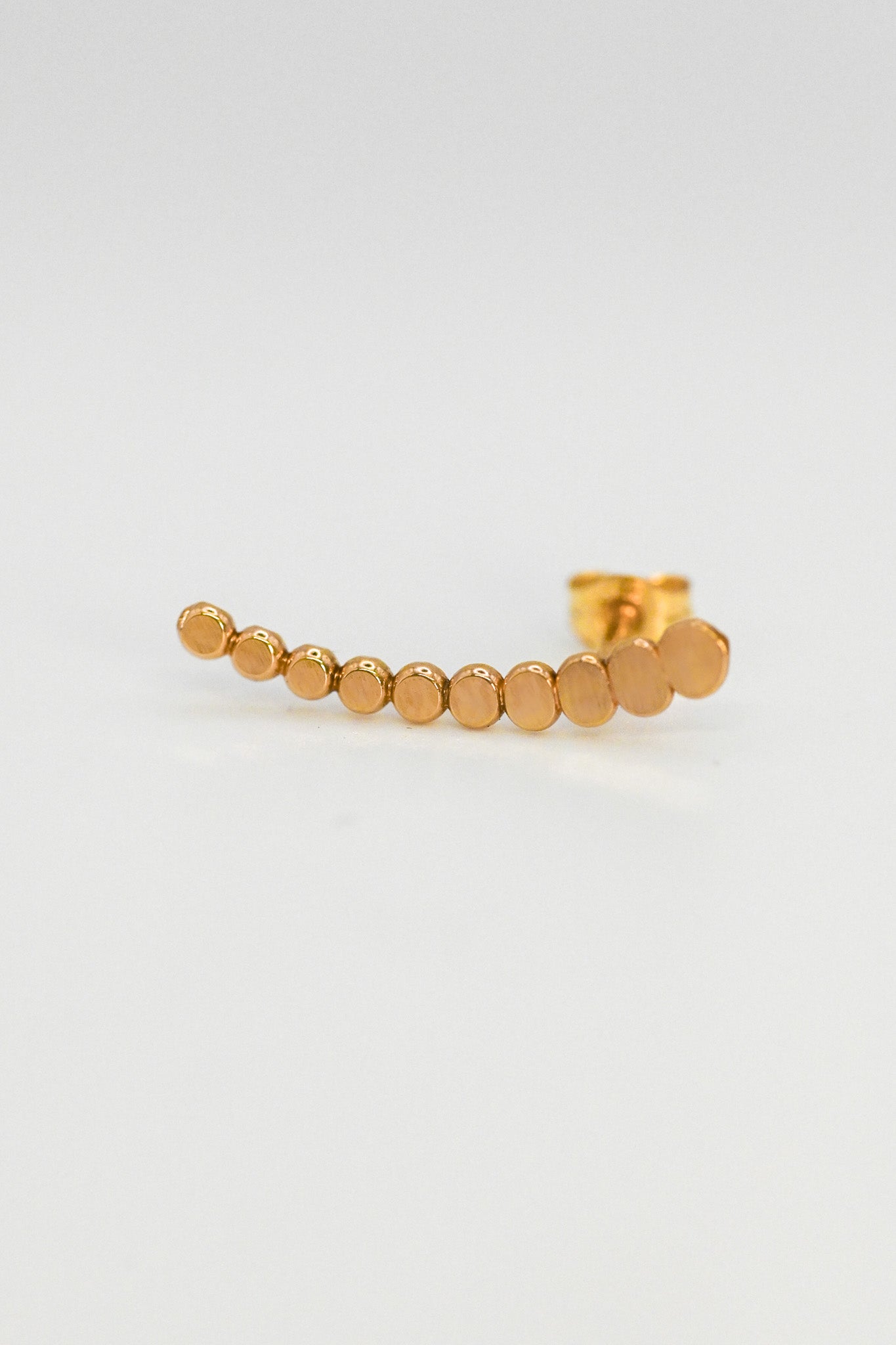 Beaded Ear Climber Earring, Solid 14K Gold