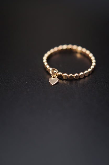 Mini Bead Lover Charm Ring, Gold or Silver