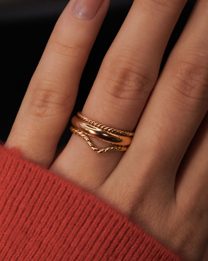 Chunky Twisted Teardrop Set of 3 Stacking Rings, Gold Fill, Rose Gold Fill or Sterling Silver