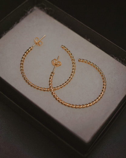 Chunky Twist Hoops in 14K Gold Fill, Rose Gold Fill or Sterling Silver
