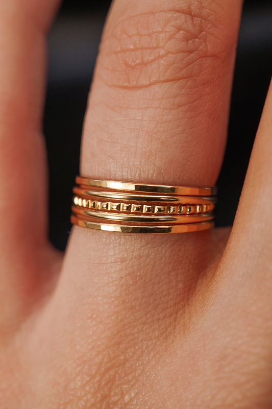 The Classic Lined Set of 5 Stacking Rings, Gold Fill, Rose Gold Fill or Sterling Silver