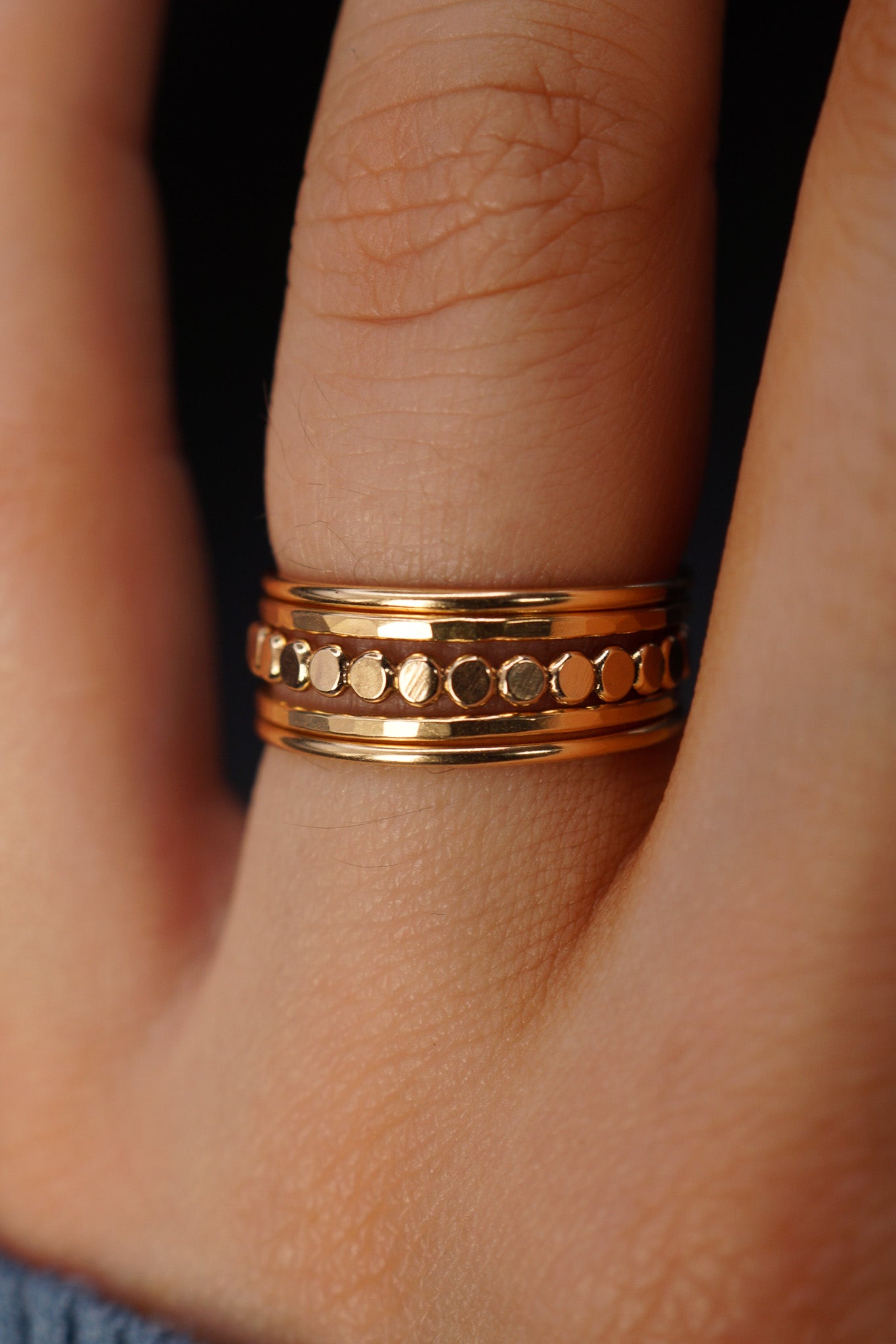 The Classic Mini Bead Set of 5 Stacking Rings, Gold Fill, Rose Gold Fill or Sterling Silver