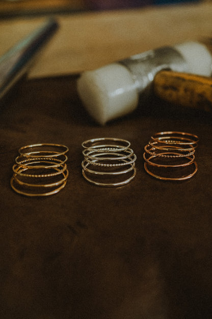 The Classic Twist Set of 5 Stacking Rings, Gold Fill, Rose Gold Fill or Sterling Silver