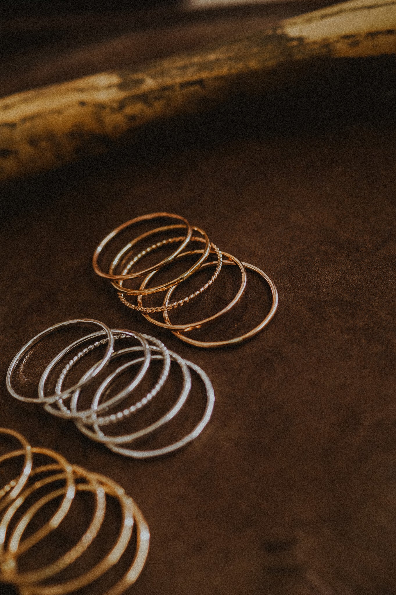 The Classic Twist Set of 5 Stacking Rings, Gold Fill, Rose Gold Fill or Sterling Silver