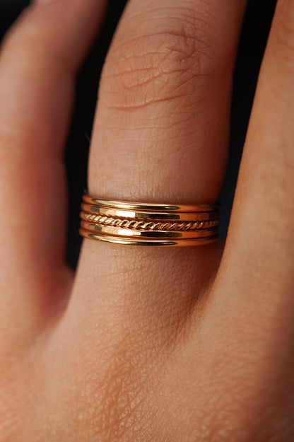 The Classic Twist Set of 5 Stacking Rings, Gold Fill, Rose Gold Fill or Sterling Silver