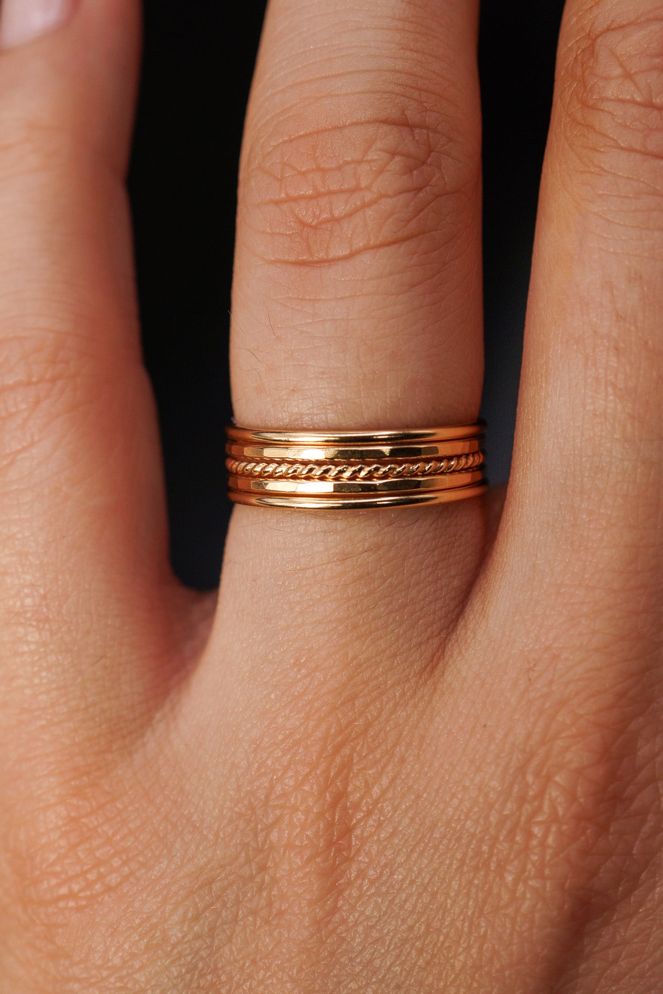 The Classic Twist Set of 5 Stacking Rings, Gold Fill, Rose Gold Fill or Sterling Silver